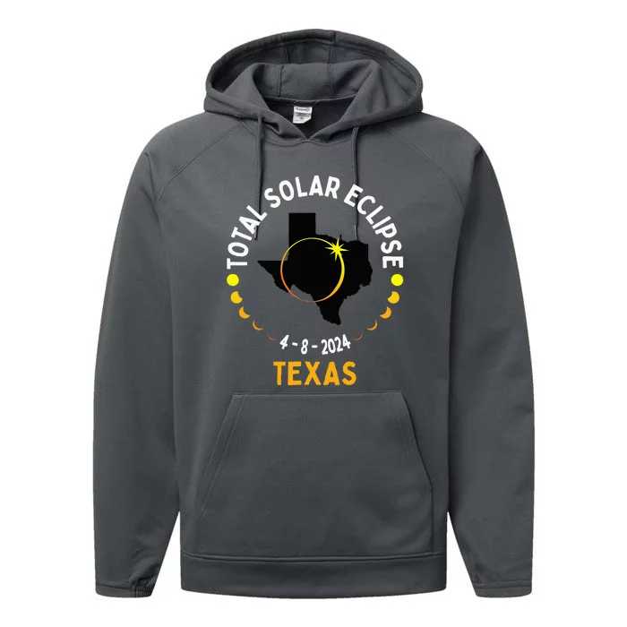 Texas Solar Eclipse 2024 Party Total Usa Map Totality Performance Fleece Hoodie