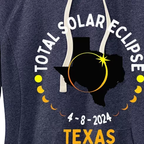 Texas Solar Eclipse 2024 Party Total Usa Map Totality Women's Fleece Hoodie