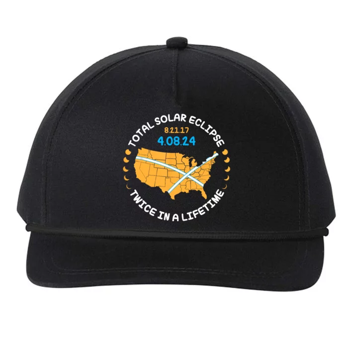 Total Solar Eclipse Aug 21 17 April 8 24 Twice In A Lifetime Snapback Five-Panel Rope Hat