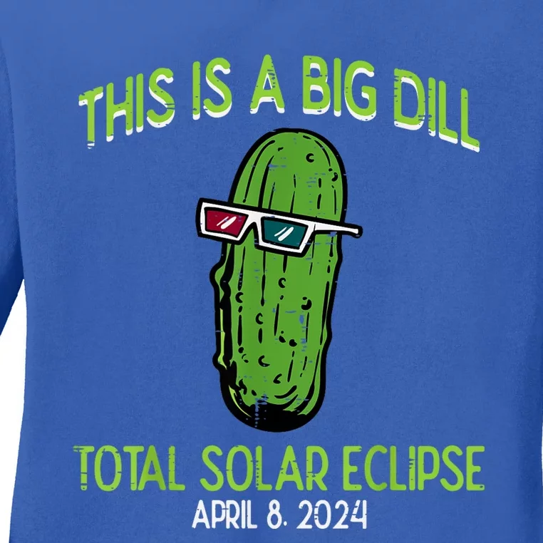 Total Solar Eclipse Pickle Big Dill 2024 Ladies Long Sleeve Shirt