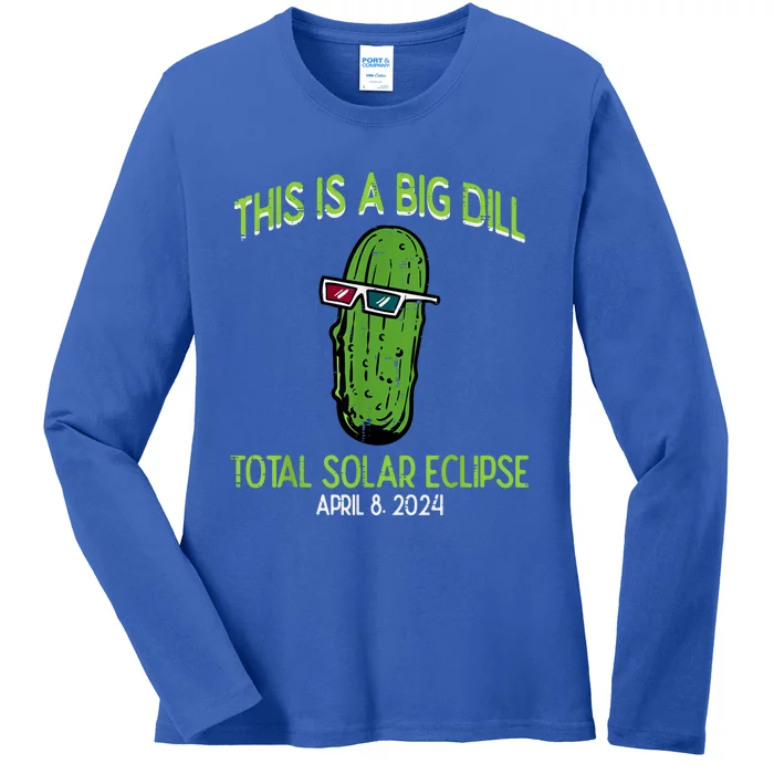 Total Solar Eclipse Pickle Big Dill 2024 Ladies Long Sleeve Shirt