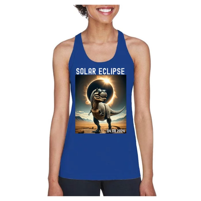 Total Solar Eclipse Trex Dinosaur April 8 2024 Women's Racerback Tank