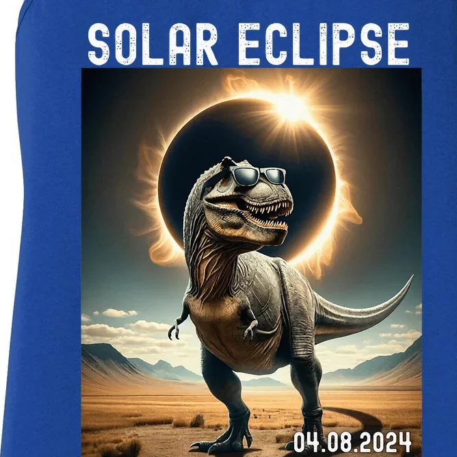 Total Solar Eclipse Trex Dinosaur April 8 2024 Women's Racerback Tank