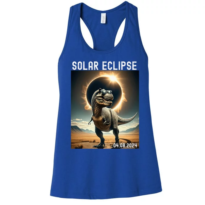 Total Solar Eclipse Trex Dinosaur April 8 2024 Women's Racerback Tank