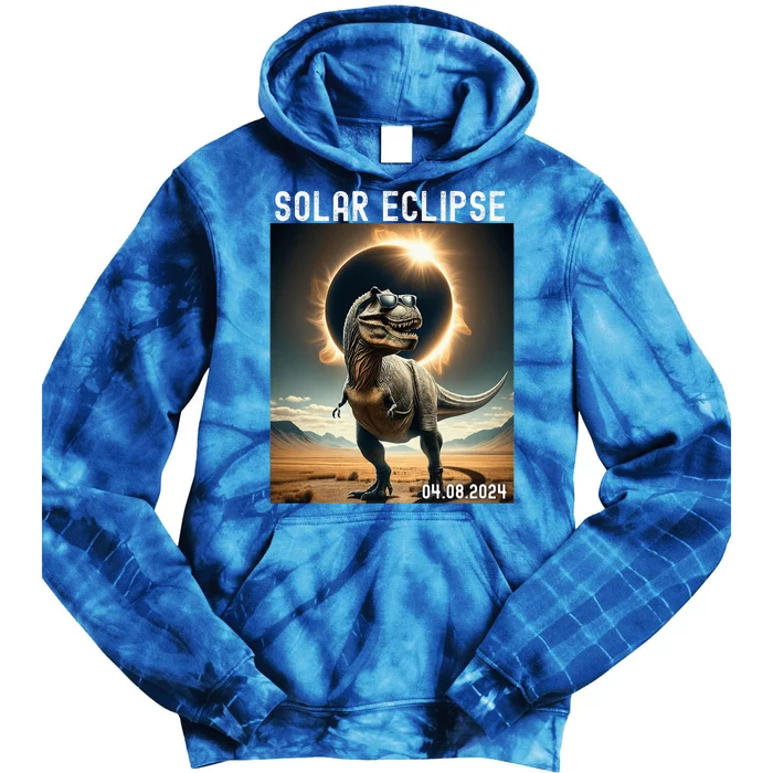 Total Solar Eclipse Trex Dinosaur April 8 2024 Tie Dye Hoodie