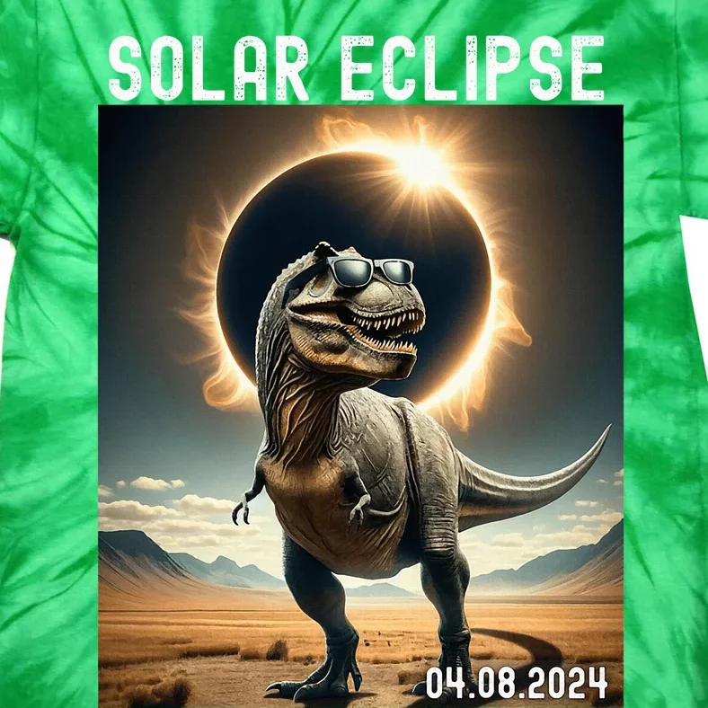 Total Solar Eclipse Trex Dinosaur April 8 2024 Tie-Dye T-Shirt