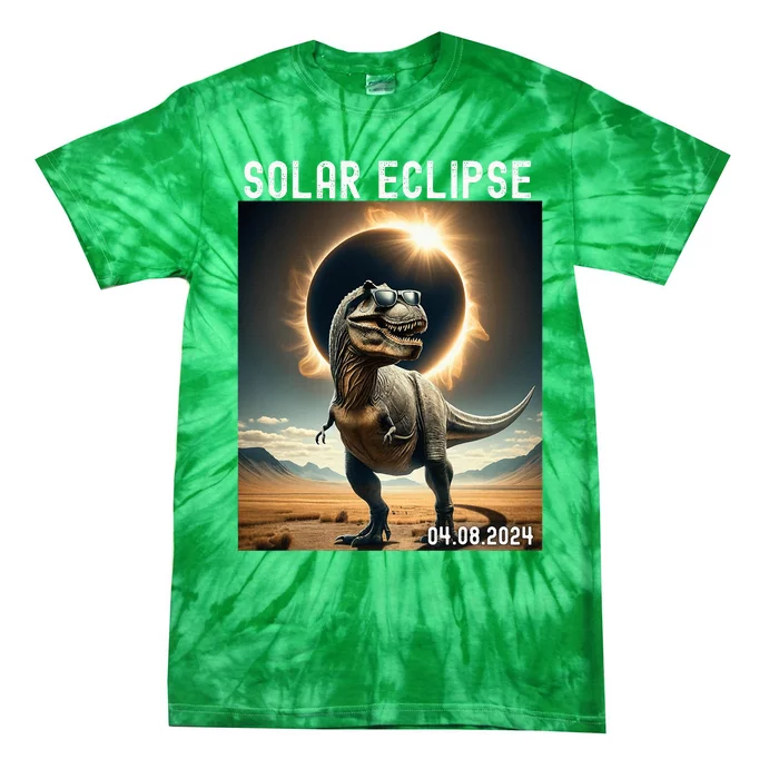 Total Solar Eclipse Trex Dinosaur April 8 2024 Tie-Dye T-Shirt