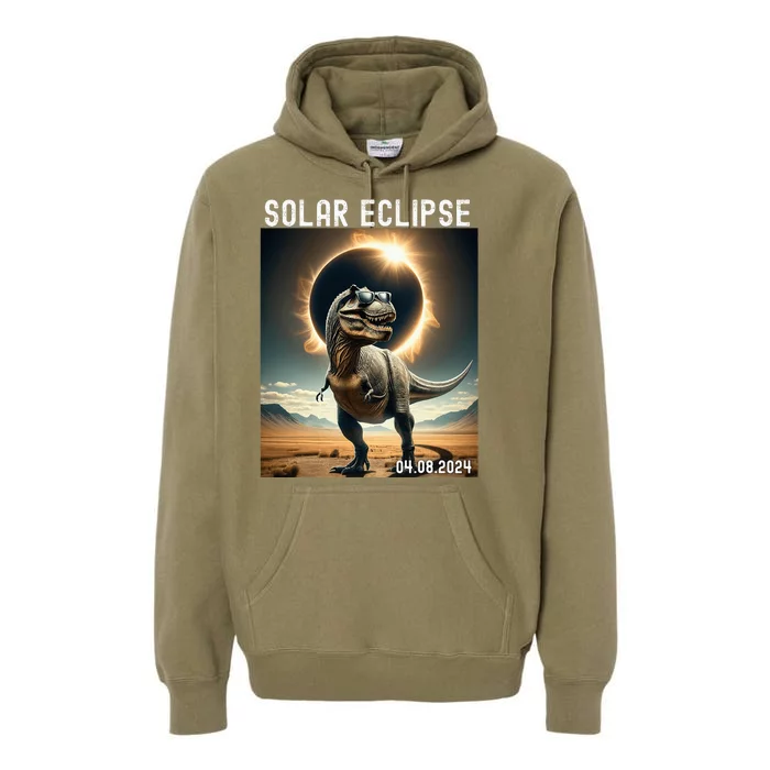 Total Solar Eclipse Trex Dinosaur April 8 2024 Premium Hoodie