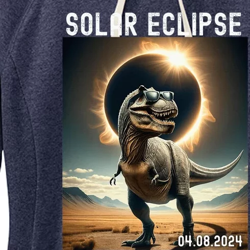 Total Solar Eclipse Trex Dinosaur April 8 2024 Women's Fleece Hoodie