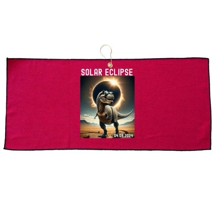 Total Solar Eclipse Trex Dinosaur April 8 2024 Large Microfiber Waffle Golf Towel