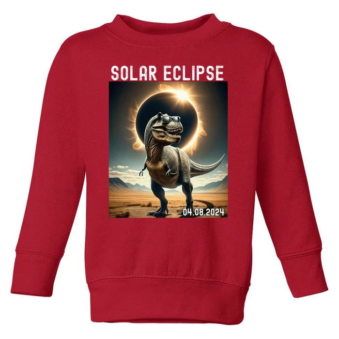 Total Solar Eclipse Trex Dinosaur April 8 2024 Toddler Sweatshirt