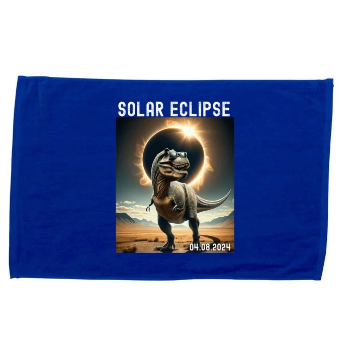 Total Solar Eclipse Trex Dinosaur April 8 2024 Microfiber Hand Towel