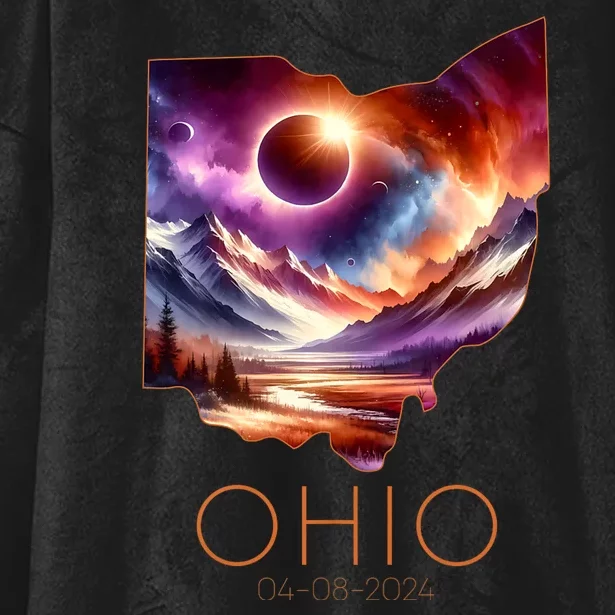 Total Solar Eclipse 2024 State Ohio Totality April 8 2024 Hooded Wearable Blanket