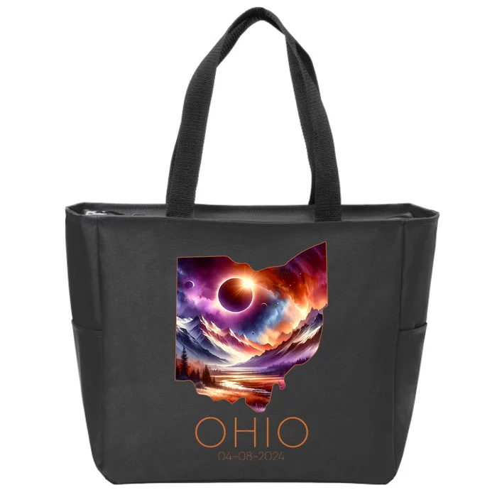 Total Solar Eclipse 2024 State Ohio Totality April 8 2024 Zip Tote Bag