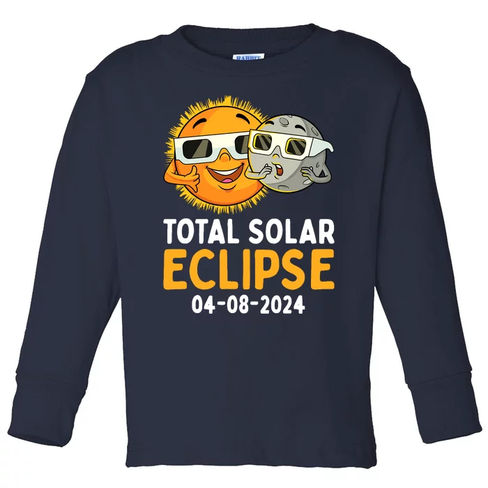 Total Solar Eclipse 2024 Glasses Funny Sun Moon Boy Toddler Long Sleeve Shirt