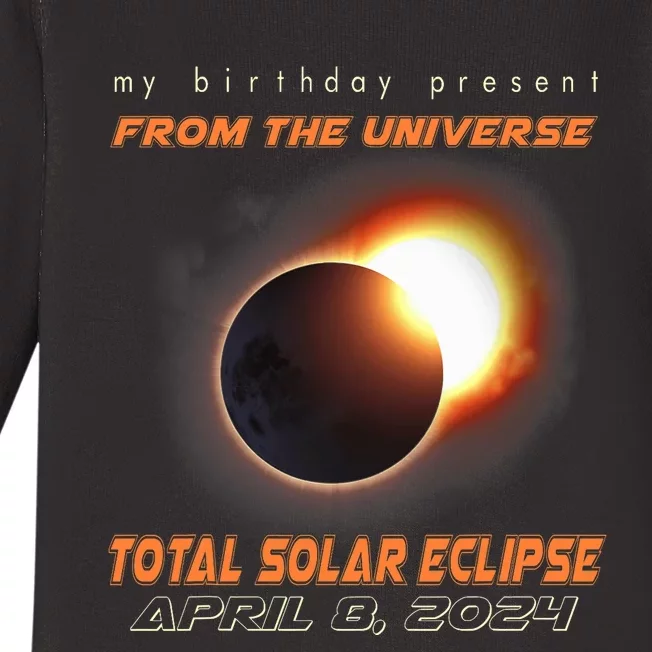 Total Solar Eclipse Apr 8 2024 Birthday Baby Long Sleeve Bodysuit