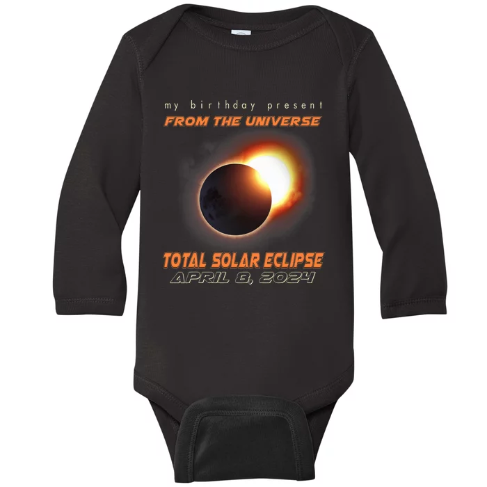 Total Solar Eclipse Apr 8 2024 Birthday Baby Long Sleeve Bodysuit