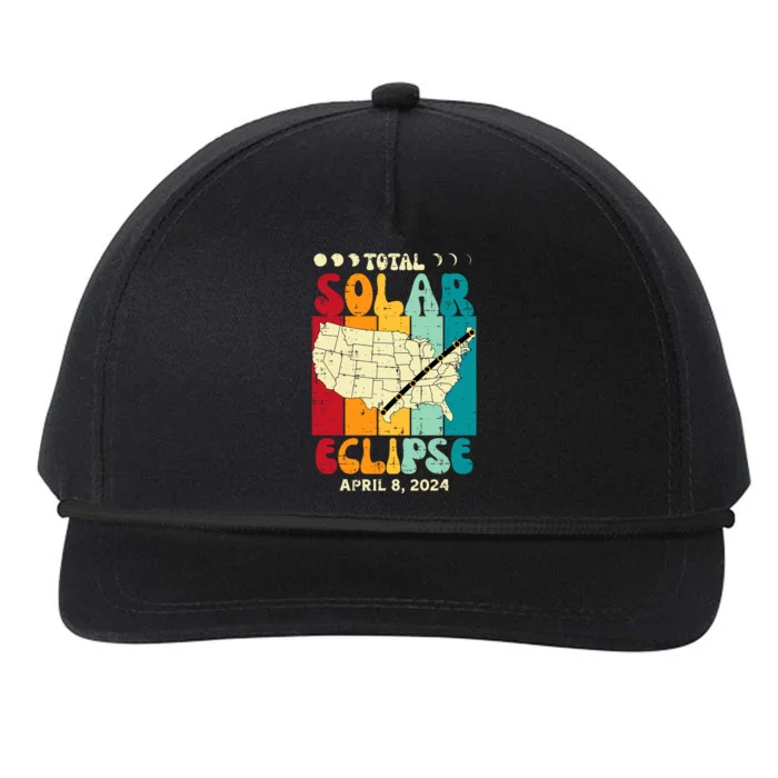 Total Solar Eclipse Usa Map Retro April 8 2024 Snapback Five-Panel Rope Hat