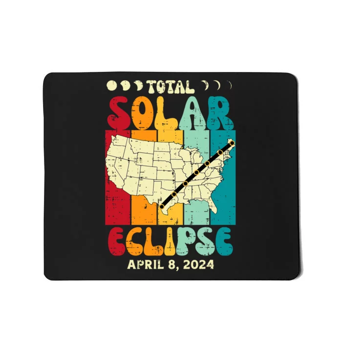 Total Solar Eclipse Usa Map Retro April 8 2024 Mousepad