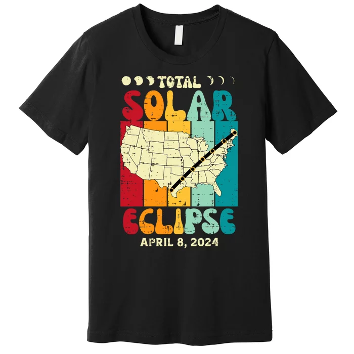 Total Solar Eclipse Usa Map Retro April 8 2024 Premium T-Shirt