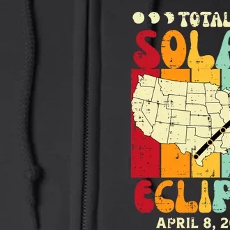 Total Solar Eclipse Usa Map Retro April 8 2024 Full Zip Hoodie