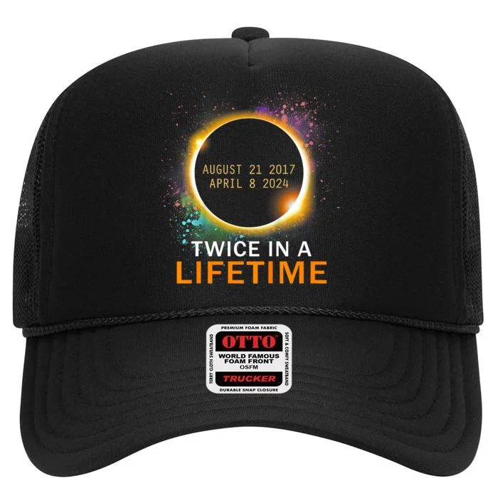 Total Solar Eclipse Twice In A Lifetime 2024 Total Eclipse High Crown Mesh Trucker Hat