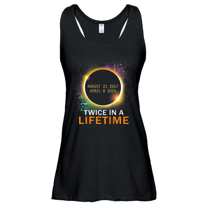 Total Solar Eclipse Twice In A Lifetime 2024 Total Eclipse Ladies Essential Flowy Tank