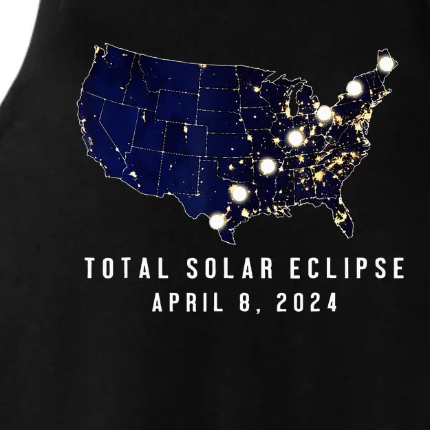 Total Solar Eclipse Map Of The Usa 4.08.2024 Ladies Tri-Blend Wicking Tank