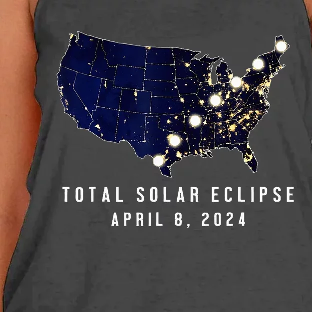 Total Solar Eclipse Map Of The Usa 4.08.2024 Women's Knotted Racerback Tank