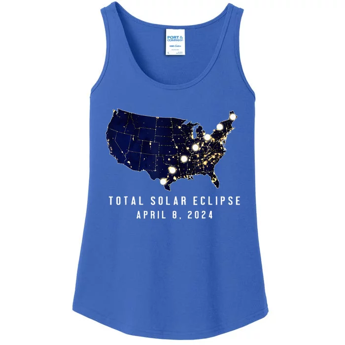 Total Solar Eclipse Map Of The Usa 4.08.2024 Ladies Essential Tank