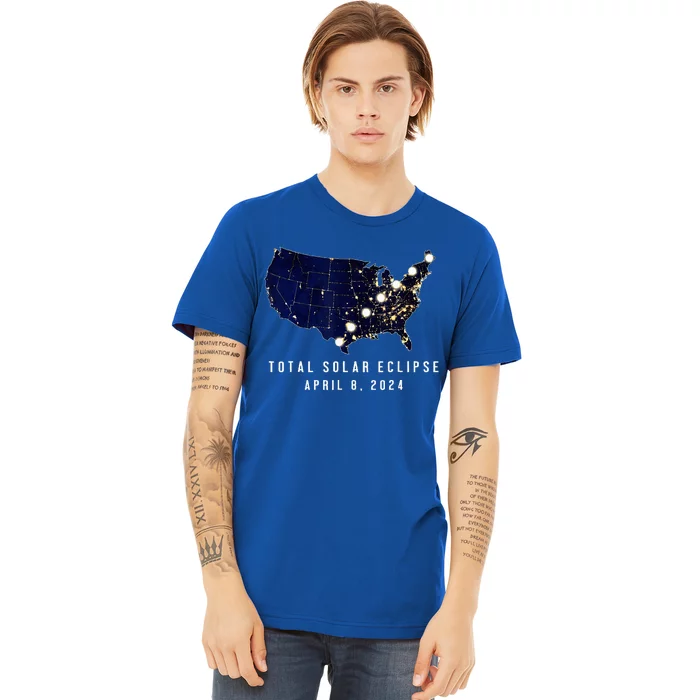 Total Solar Eclipse Map Of The Usa 4.08.2024 Premium T-Shirt