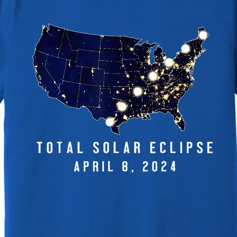 Total Solar Eclipse Map Of The Usa 4.08.2024 Premium T-Shirt