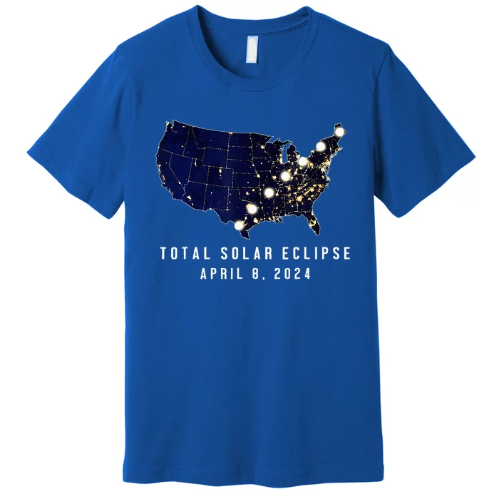 Total Solar Eclipse Map Of The Usa 4.08.2024 Premium T-Shirt