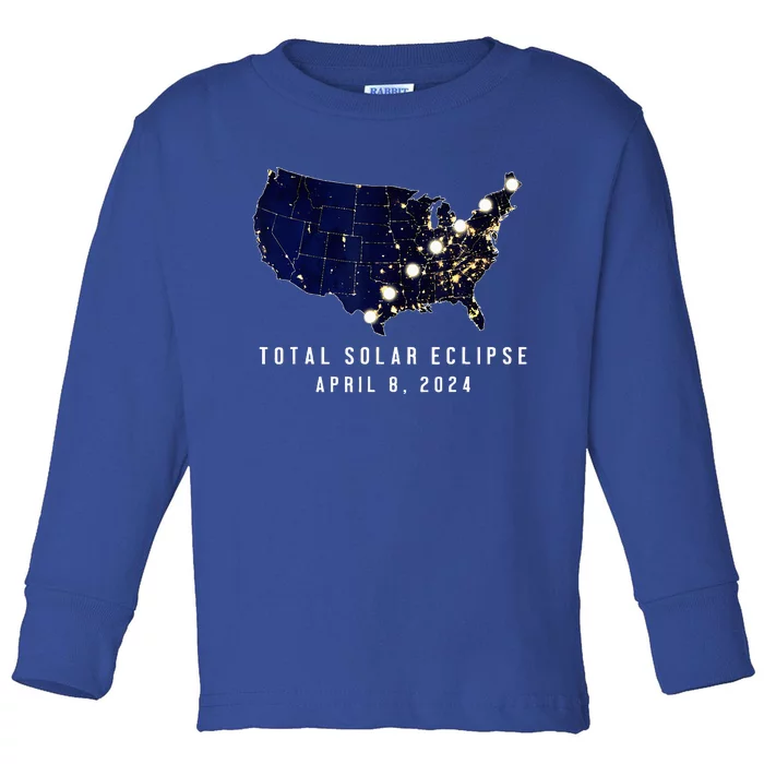 Total Solar Eclipse Map Of The Usa 4.08.2024 Toddler Long Sleeve Shirt