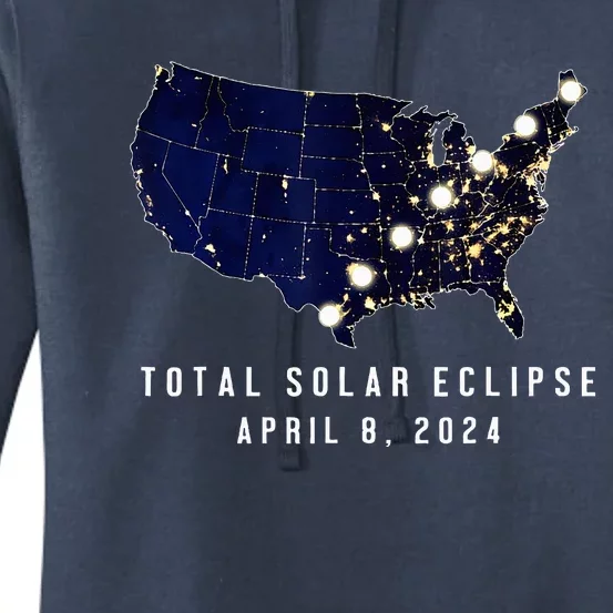 Total Solar Eclipse Map Of The Usa 4.08.2024 Women's Pullover Hoodie