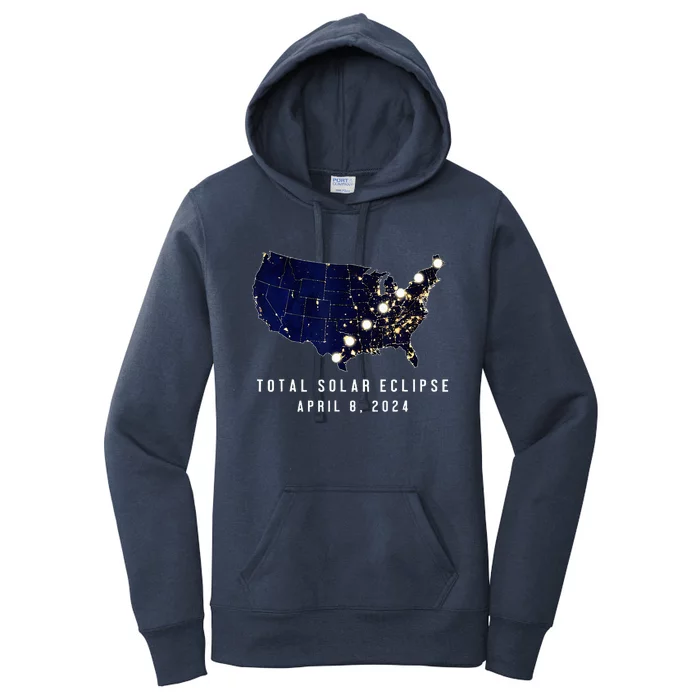 Total Solar Eclipse Map Of The Usa 4.08.2024 Women's Pullover Hoodie