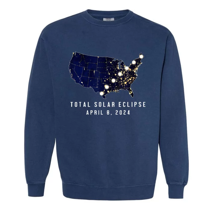 Total Solar Eclipse Map Of The Usa 4.08.2024 Garment-Dyed Sweatshirt