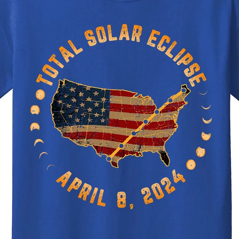 Total Solar Eclipse America April 8 2024 Usa Map Totality Kids T-Shirt