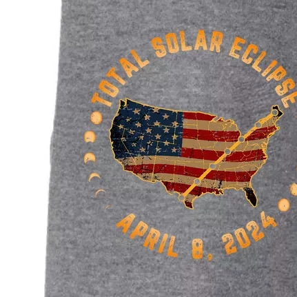 Total Solar Eclipse America April 8 2024 Usa Map Totality Doggie 3-End Fleece Hoodie