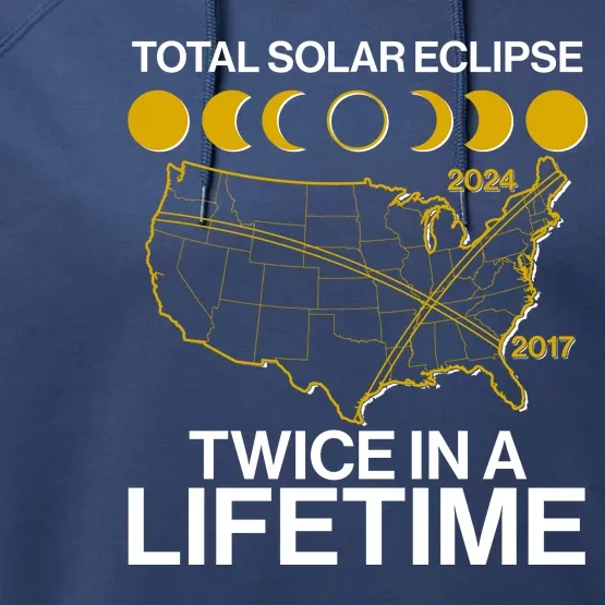 Total Solar Eclipse Twice In A Lifetime 2017 2024 Performance Fleece Hoodie