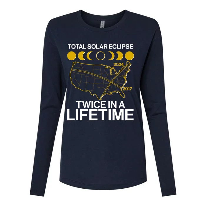 Total Solar Eclipse Twice In A Lifetime 2017 2024 Womens Cotton Relaxed Long Sleeve T-Shirt