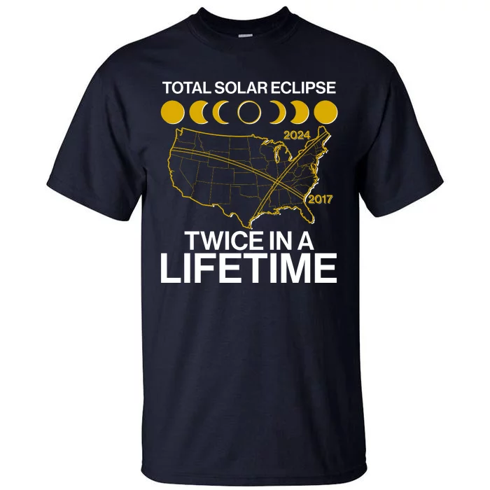 Total Solar Eclipse Twice In A Lifetime 2017 2024 Tall T-Shirt