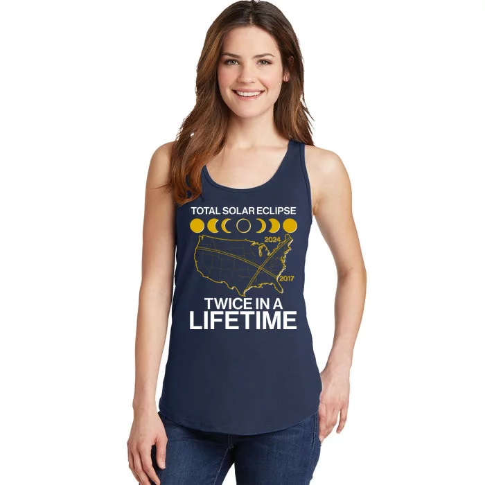 Total Solar Eclipse Twice In A Lifetime 2017 2024 Ladies Essential Tank