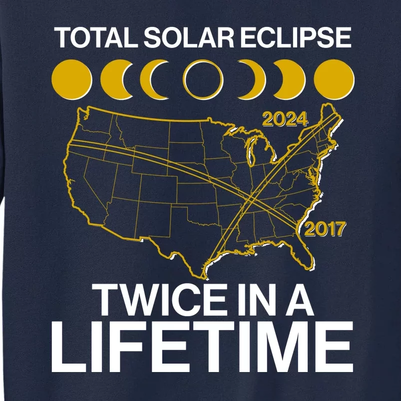 Total Solar Eclipse Twice In A Lifetime 2017 2024 Tall Sweatshirt