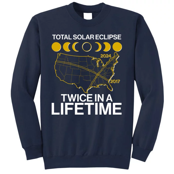 Total Solar Eclipse Twice In A Lifetime 2017 2024 Tall Sweatshirt