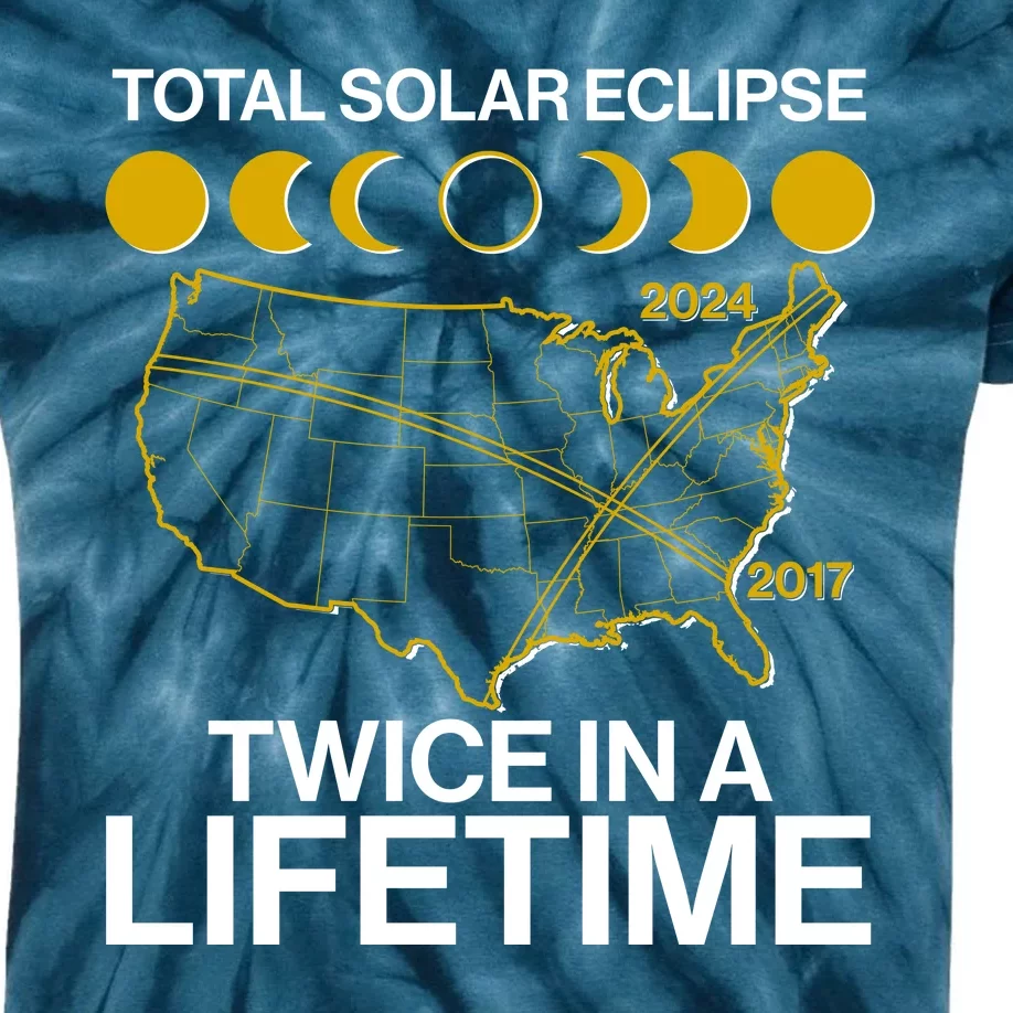 Total Solar Eclipse Twice In A Lifetime 2017 2024 Kids Tie-Dye T-Shirt