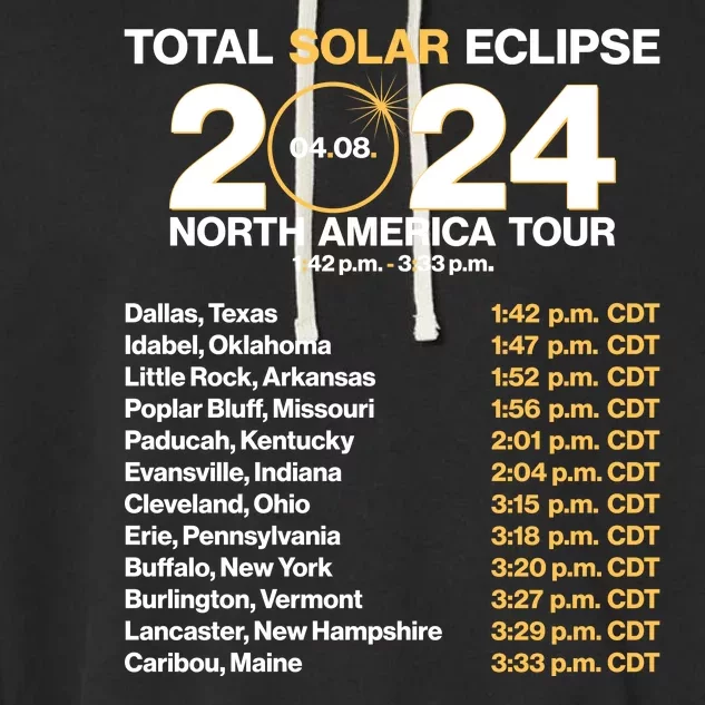 Total Solar Eclipse April 8 2024 North America Dates Garment-Dyed Fleece Hoodie