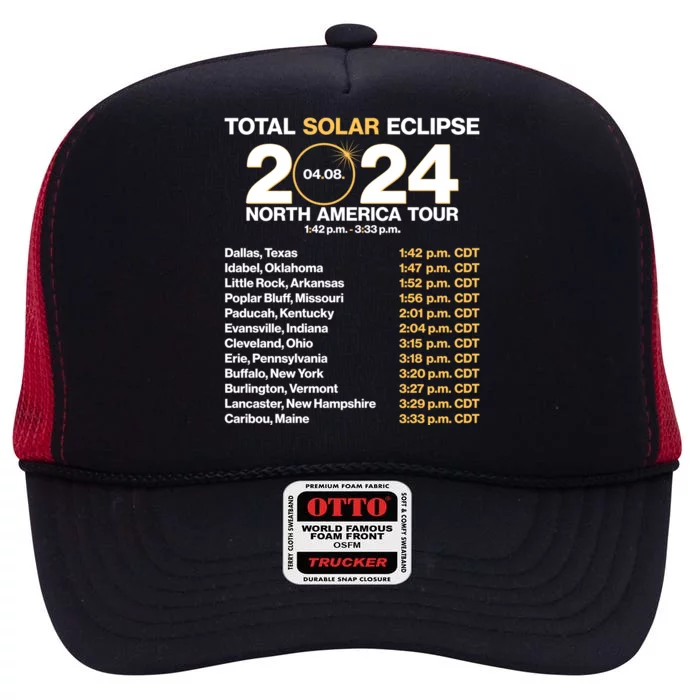 Total Solar Eclipse April 8 2024 North America Dates High Crown Mesh Trucker Hat