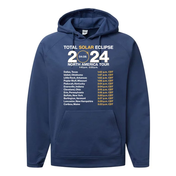 Total Solar Eclipse April 8 2024 North America Dates Performance Fleece Hoodie