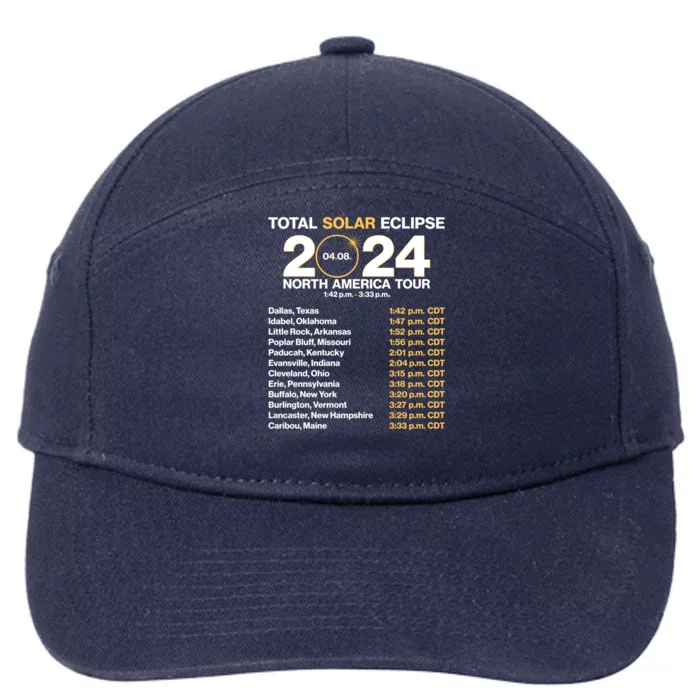 Total Solar Eclipse April 8 2024 North America Dates 7-Panel Snapback Hat